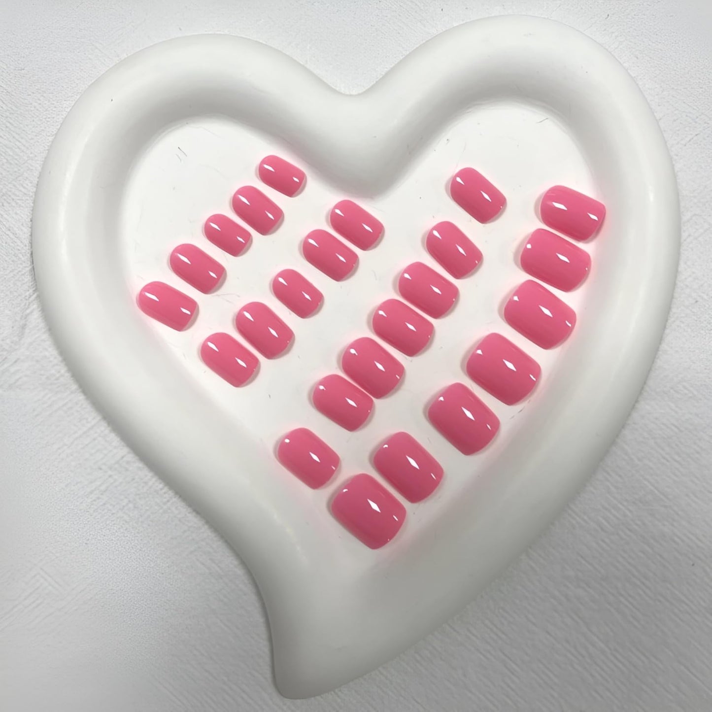 Pink Press on Nails Short Square Fake Nails Solid Color False Nails Press ons Acrylic Nails Glossy Glue on Nails Stick on Nails for Women and Girls