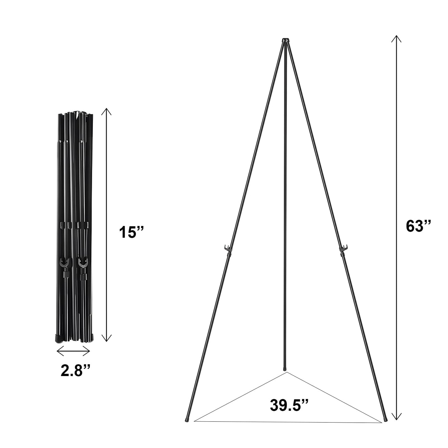 ZEGNEER Folding Display Easel Stand, 63" Tall Floor Poster Easel, Adjustable Telescoping Art Easel, Easy Assembly, 2Pack