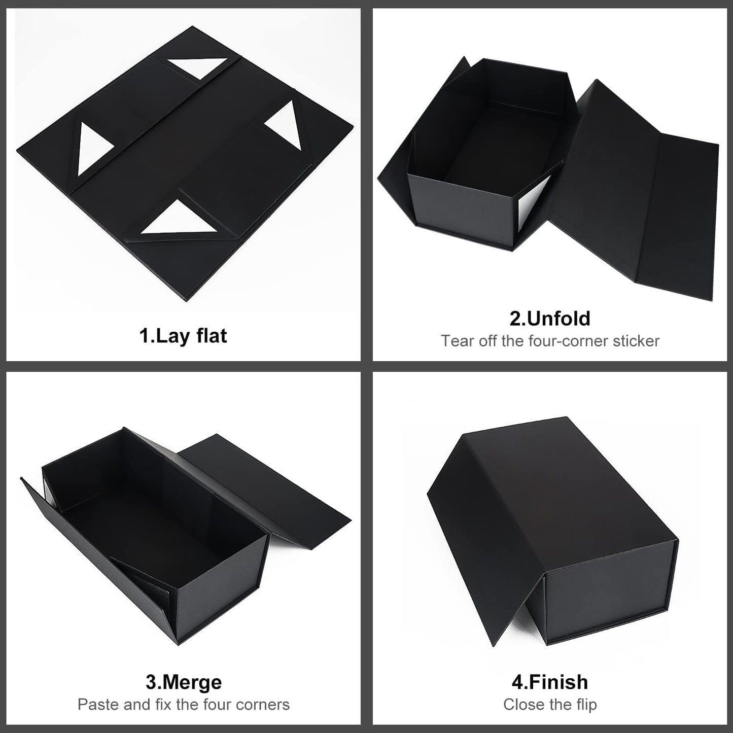 Gift Boxes Black with Magnetic Closure Lid 10" X 6" X 3" Gift Boxes for Presents,Luxury for Gift Packaging, Bridesmaid Gifts Box,Birthday Gift Box,Christmas Gift Box(5PCS)