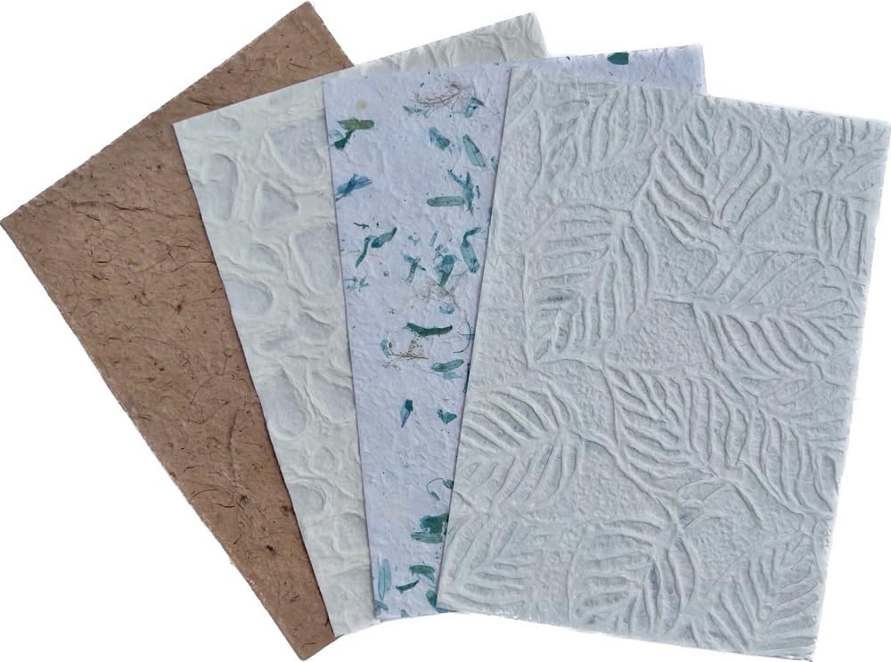 Handmade Mulberry Paper Sheets Thick A4 Variety Textured Patterns for Painting, Writing, Decorative Card Making DIY Craft, 20pcs