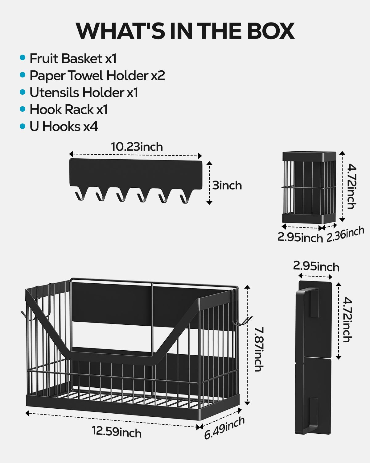 Nieifi Magnetic Shelf for Fridge 4 Pack, Onion Potato Storage, Magnetic Fridge Organizer- Fruit & Vegetable Storage Basket with Utensils Racks, Paper Towel Holder for Kitchen, Laundry Room