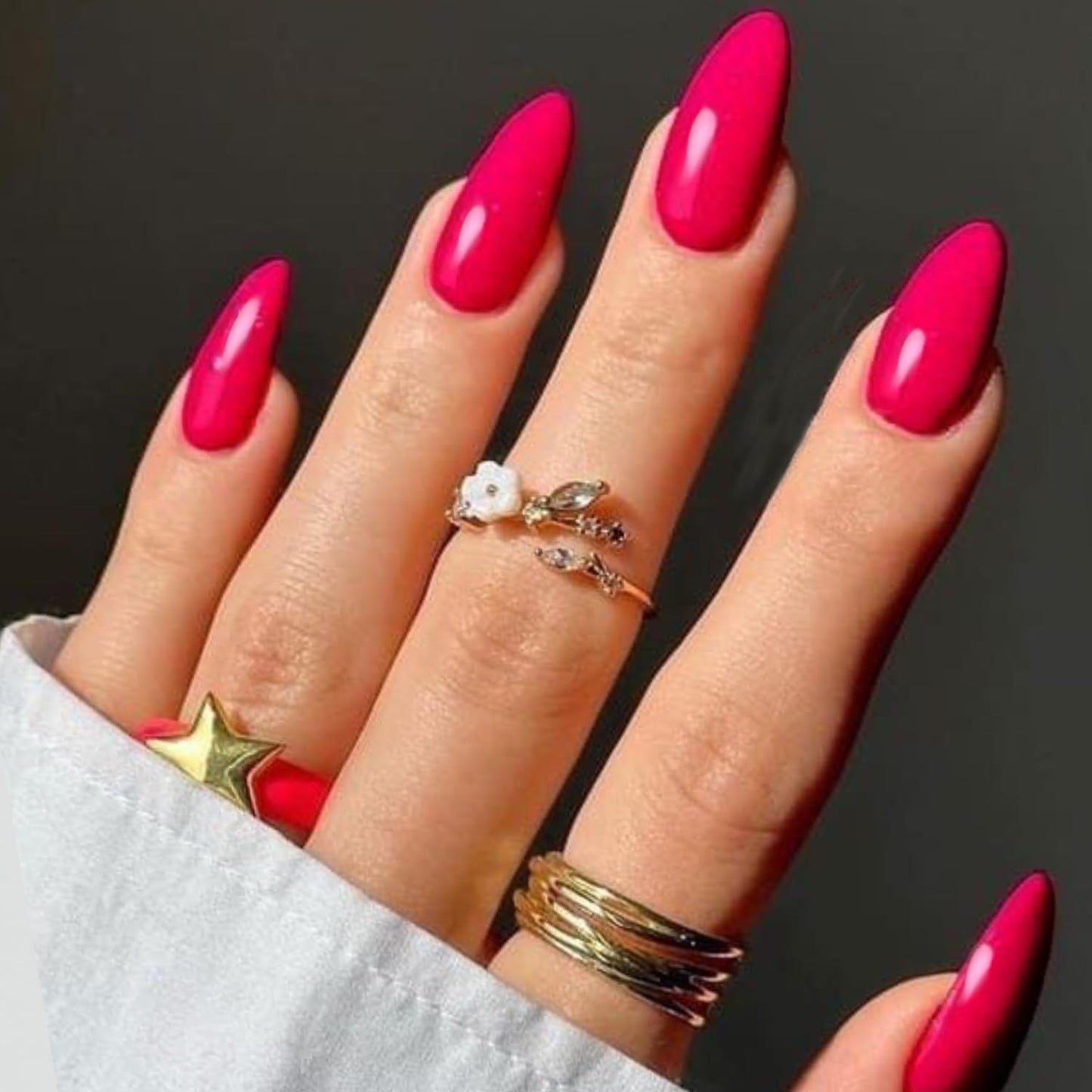 GLAMERMAID Press On Nails Extra Short Square, Jelly Soft Gel Fake Nails Round Squoval, Natural Nude Pink False Nails Tip, Hot Pink Press on Nails Medium Almond, Handmade Jelly Soft Gel Fake Nail Short