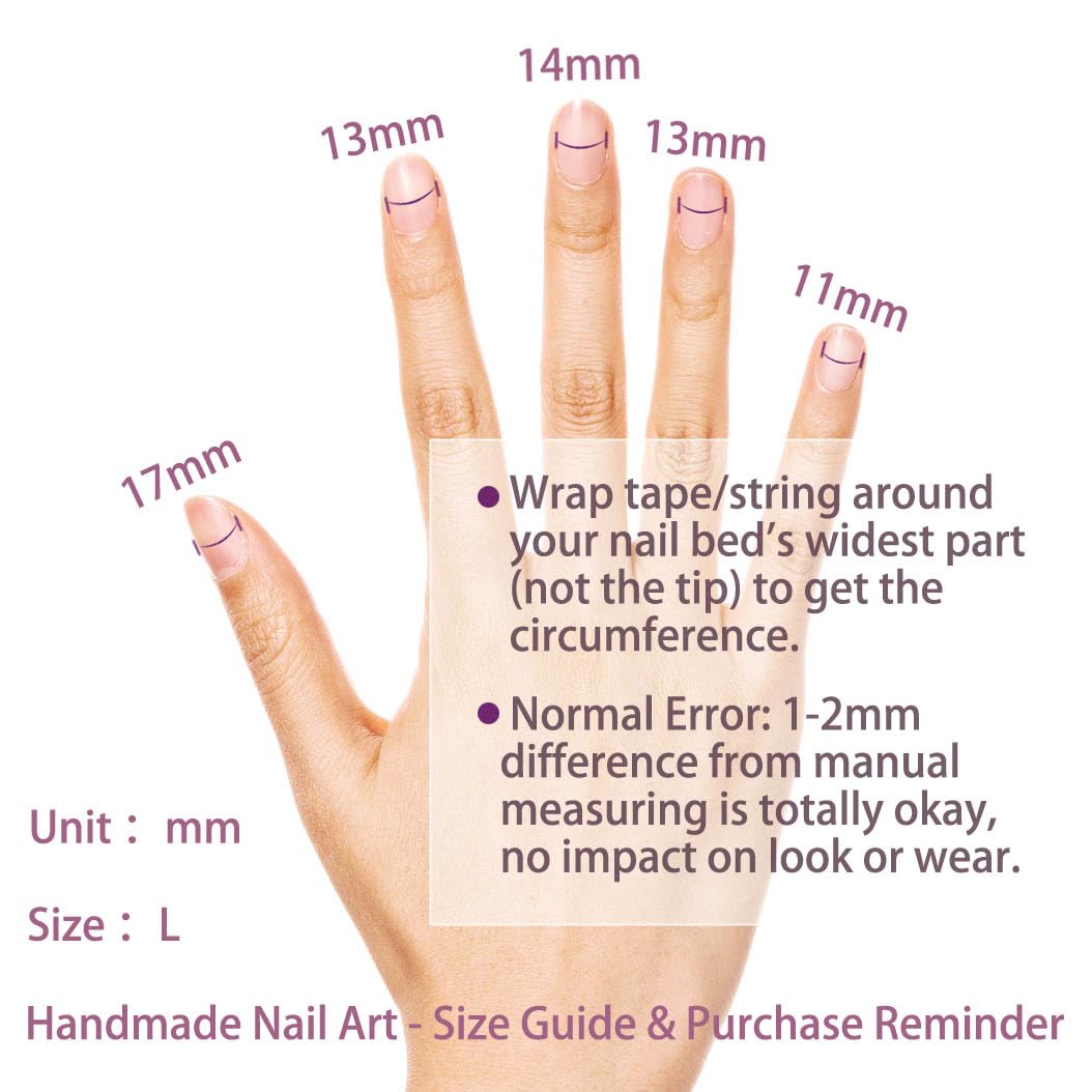 Threelegscat Press on Nails Almond Medium Handmade Fake Nails with Cute Leaf Designs for Women and Girls Size L 10pcs