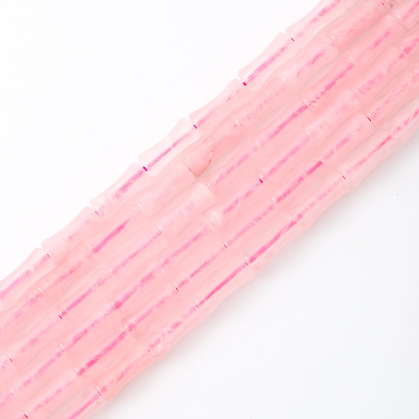 5x12mm Natural Rose Quartz Stone Bamboo Shape Gem Healing Energy Loose Spacer Beads for DIY Necklace Bracelet Earring