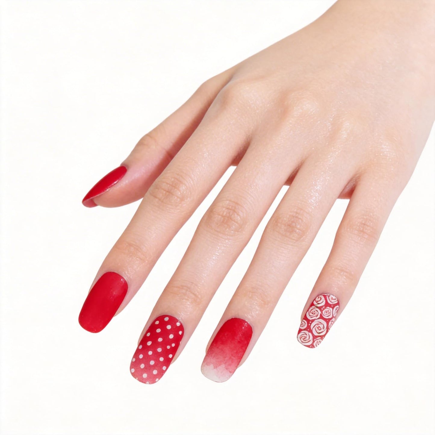 SILPECWEE 5 Sheets Red Nail Wraps for Women Valentine's Day Nail Polish Strips Gel Nail Strips Self Adhesive Nail Polish Stickers Stick on Nails Fingernails Manicure Stickers with 1pc Nail File