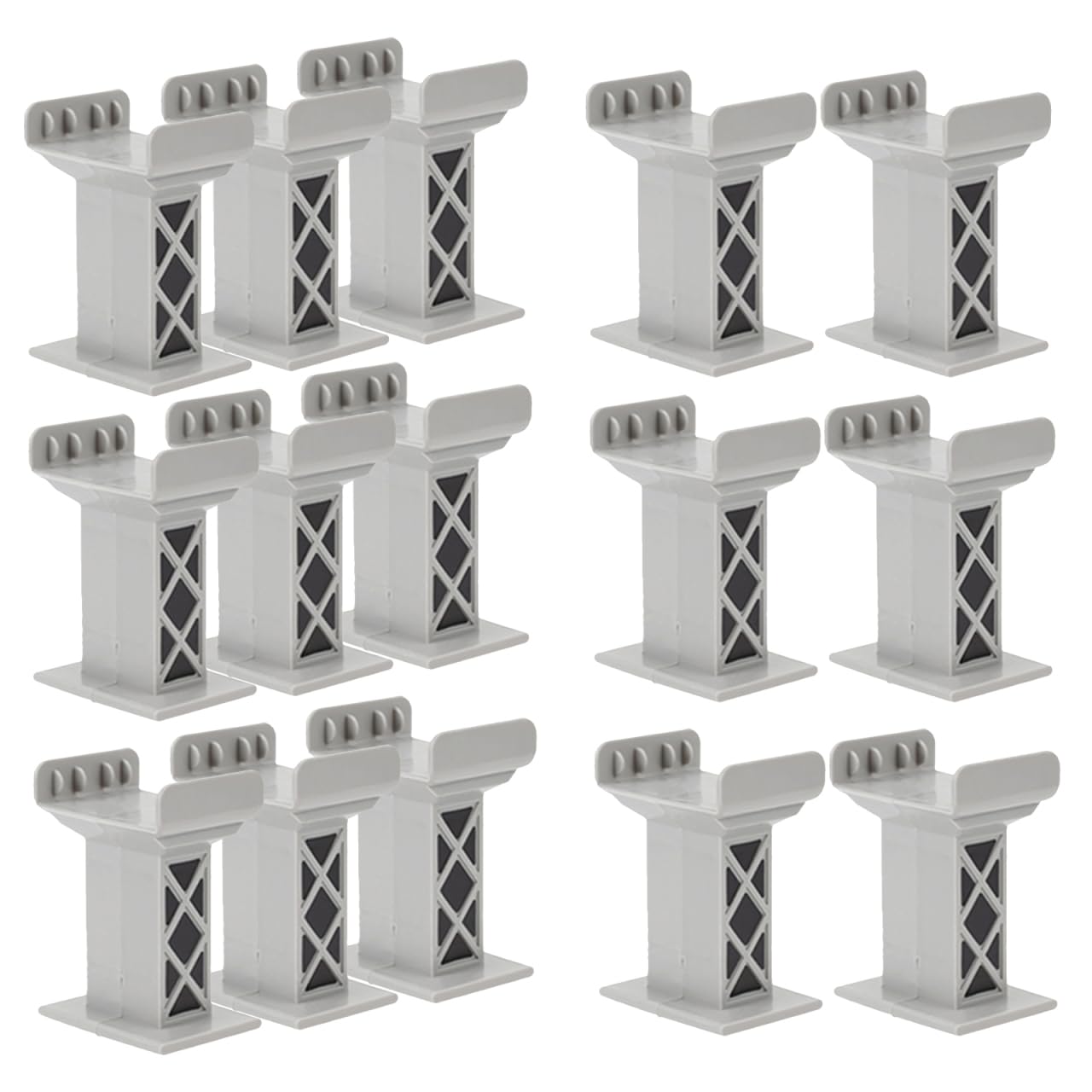 Toddmomy 15pcs Train Bridge Plastic Pier Railway Accessories Track Support Replacement Parts Multi Levels Risers High Level Blocks for Kids Toy Wooden Train Table Supplies