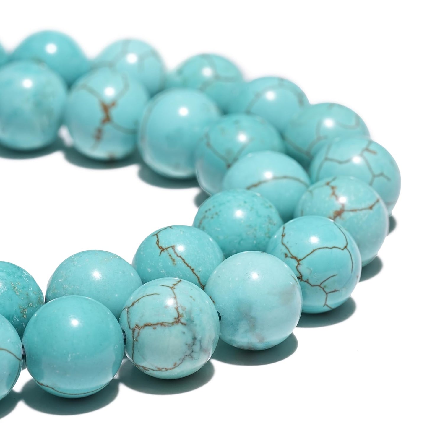 8mm Natural Blue Turquoise Gemstone Beads Polished Round Smooth Stone Beads for Bracelets Jewelry Making 15inch Loose Beads