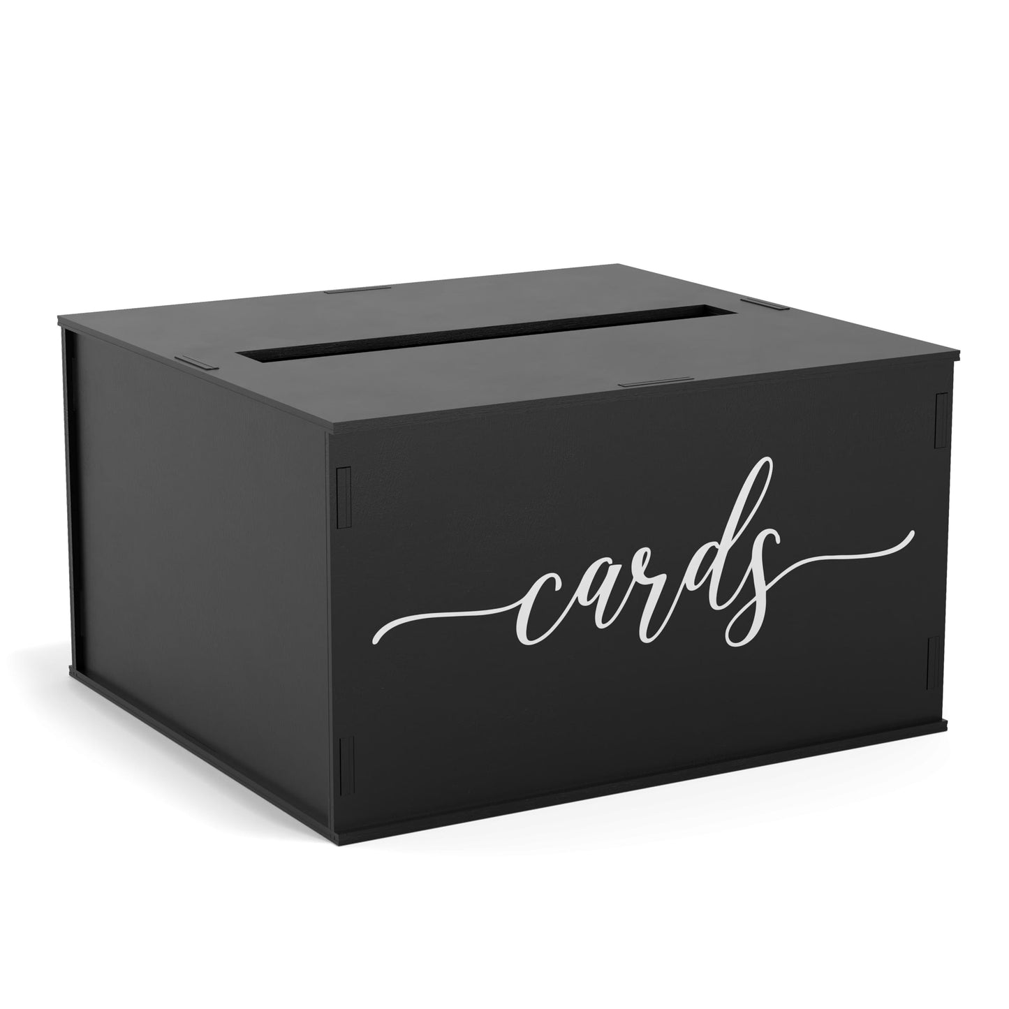Heather & Willow Rustic Wooden Card Box with Lid | Wedding & Baby Shower Decoration - Black
