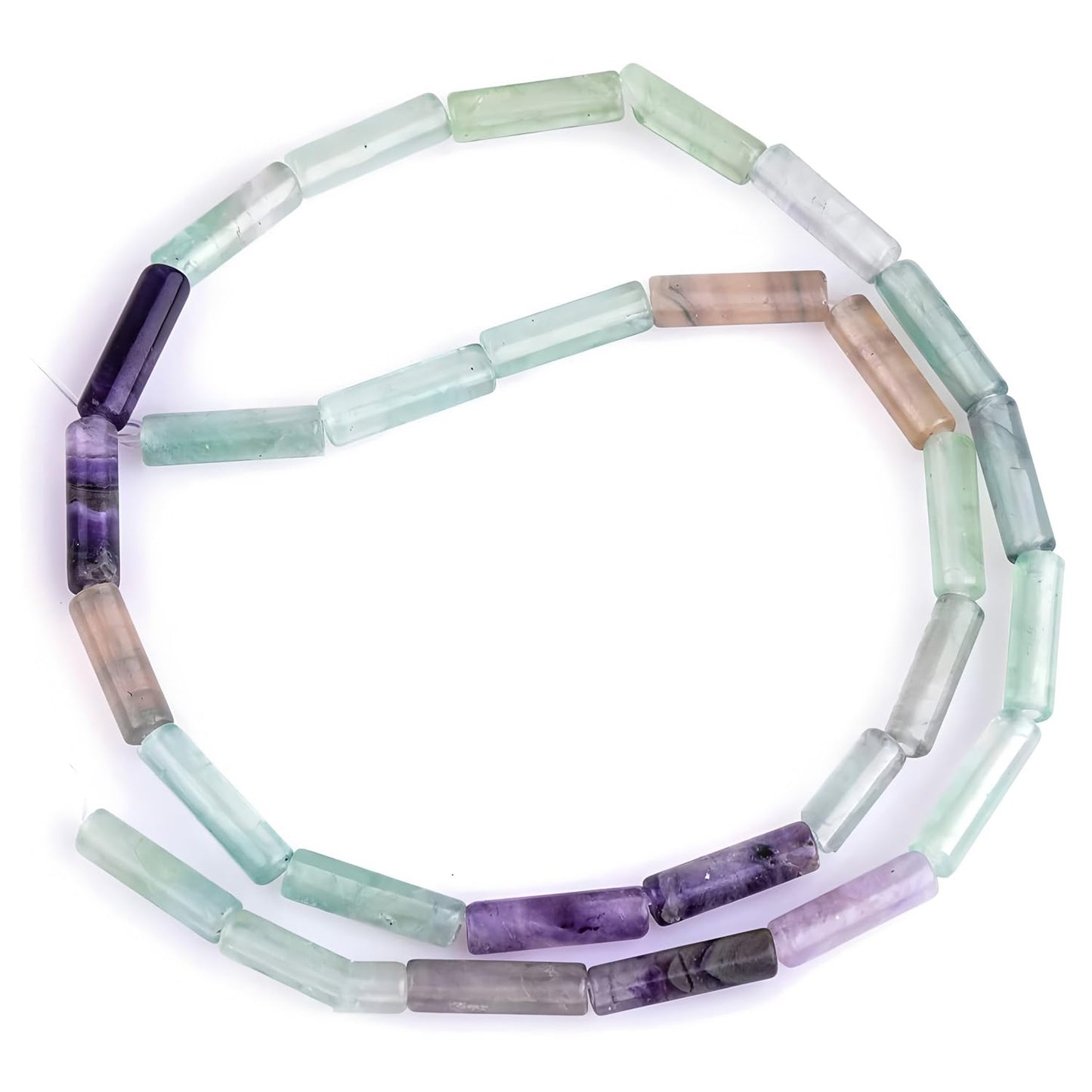 HAAMIIQII Natural Fluorite Tube Beads 13x4mm Column Crystal Cylinder Gemstone Loose Beads for Jewelry Making Strand 15 Inch (28-29pcs)