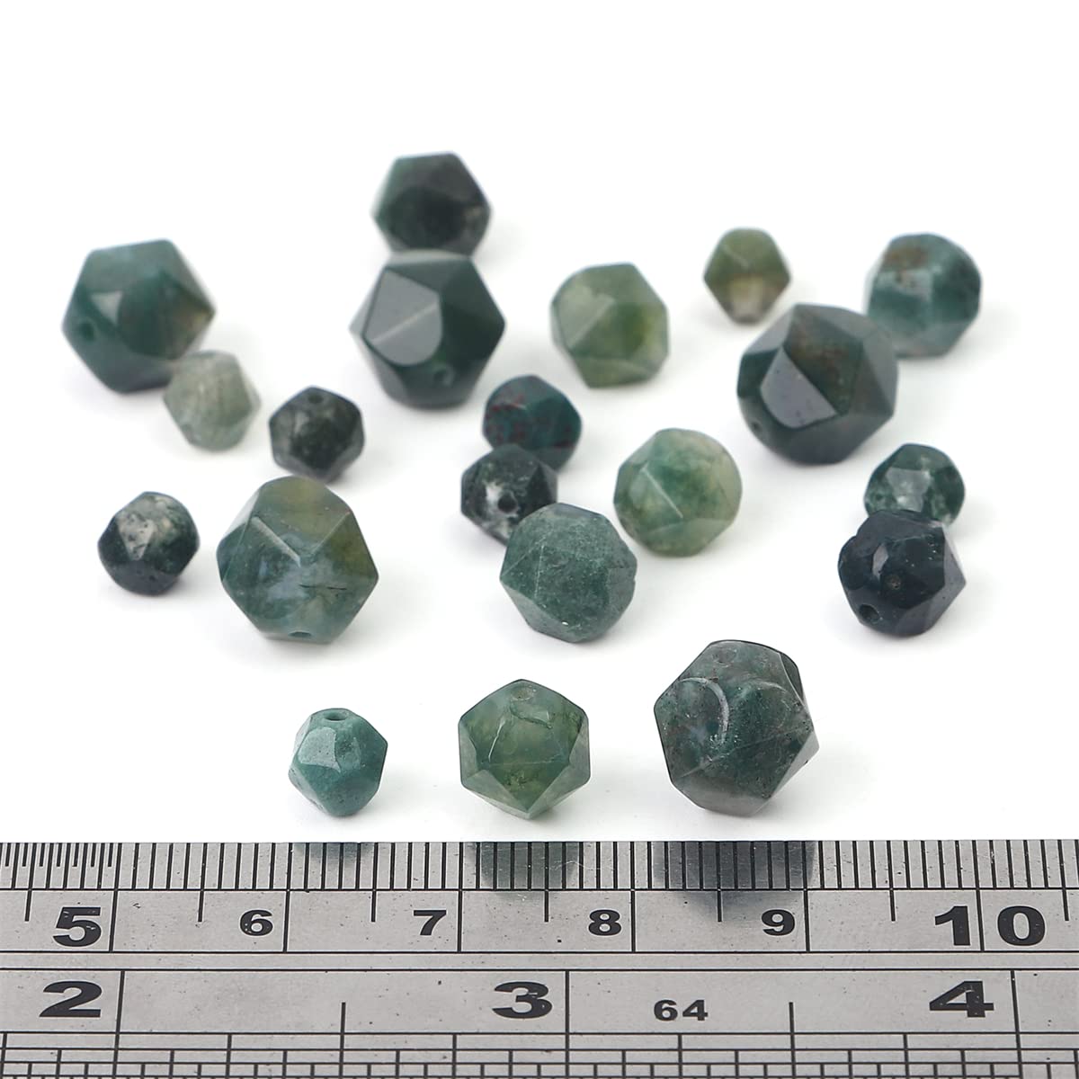 BEADIA Faceted Natural Moss Agate Stone Round Beads 6mm 36cm/Strand for Jewelry Making