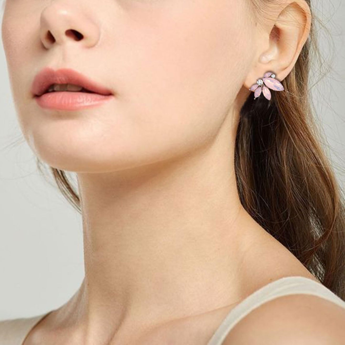 Light Pink Earring for Women Sparkly Rhinestone Drop Earrings for Wedding Faux Crystal Earring Studs