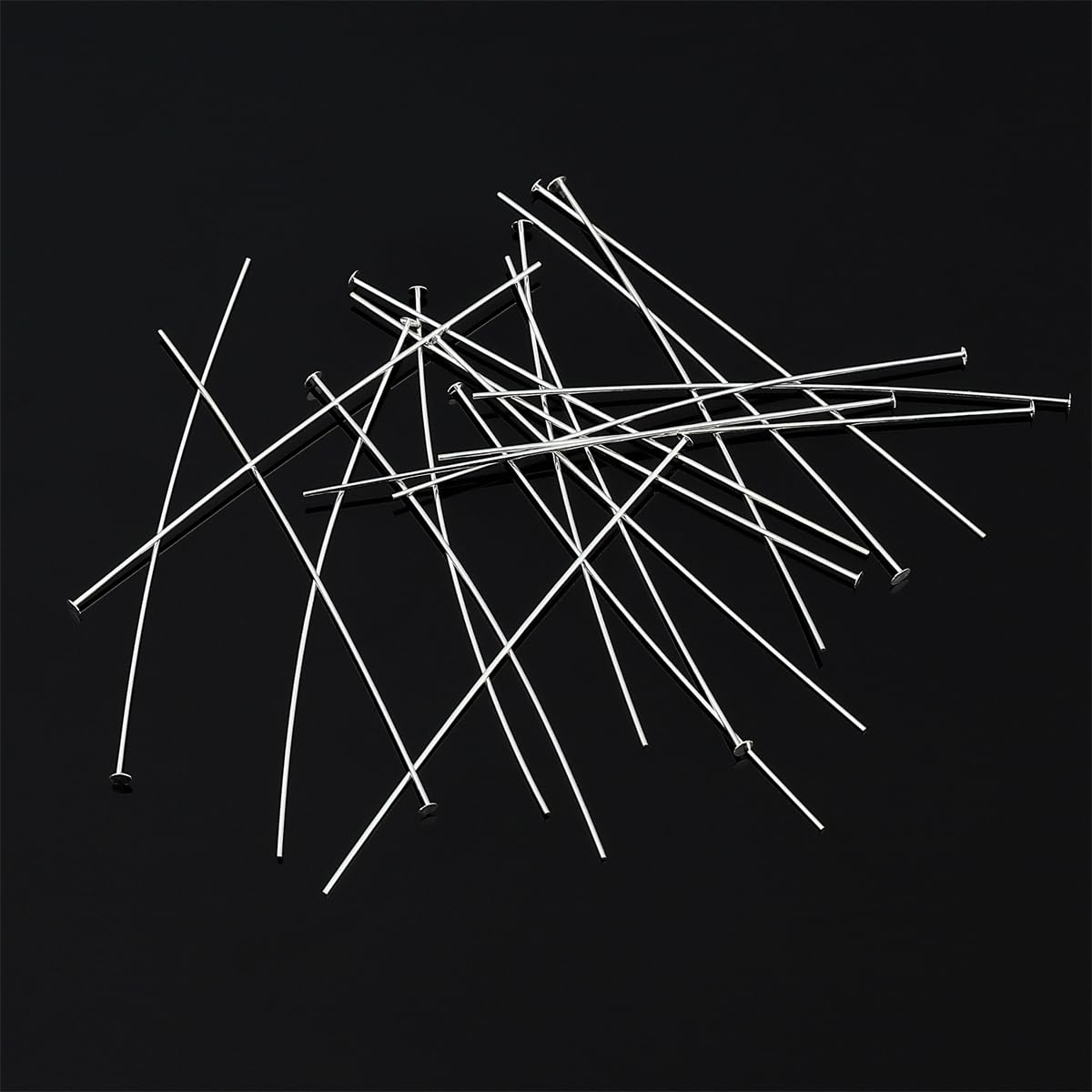 BEADIA 925 Sterling Silver Flat Head Pins 0.5x50mm 20pcs for Jewelry Making Findings