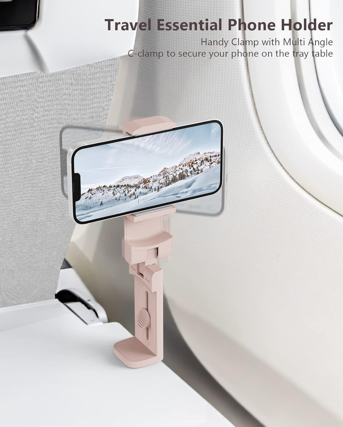 MiiKARE Compact Mobile Phone Holder, Adjustable Clamp Holder, Aeroplane Holder, Portable Mobile Phone Stand, Smartphone Holder Compatible with i'Phone13/12 Pro Android, for Plane, Kitchen, Office
