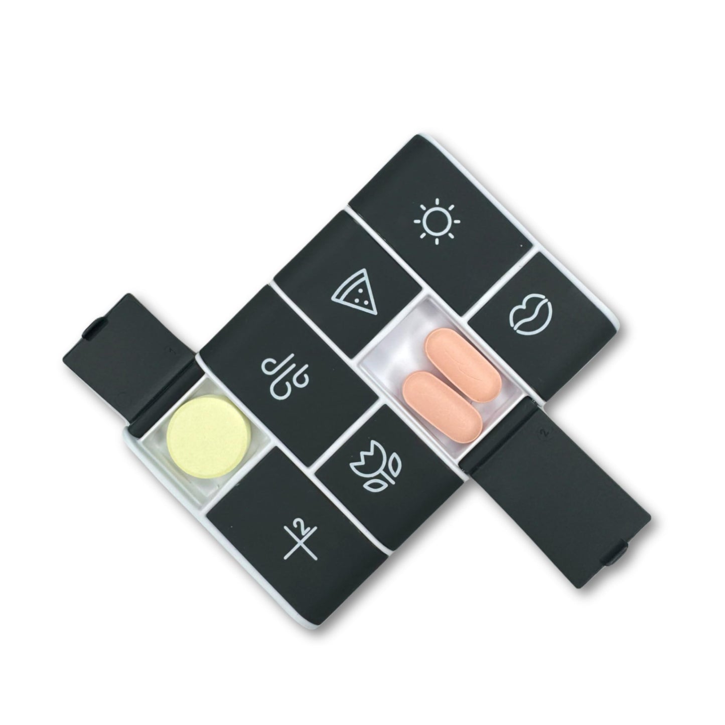 Mote Wallet Credit Card Size Pillbox Carry Medications, Pills 7 Day Weekly Organizer Pill case, Mini, Small Holder, Tiny, Travel, mote, Medicine(Mini Moonpie)