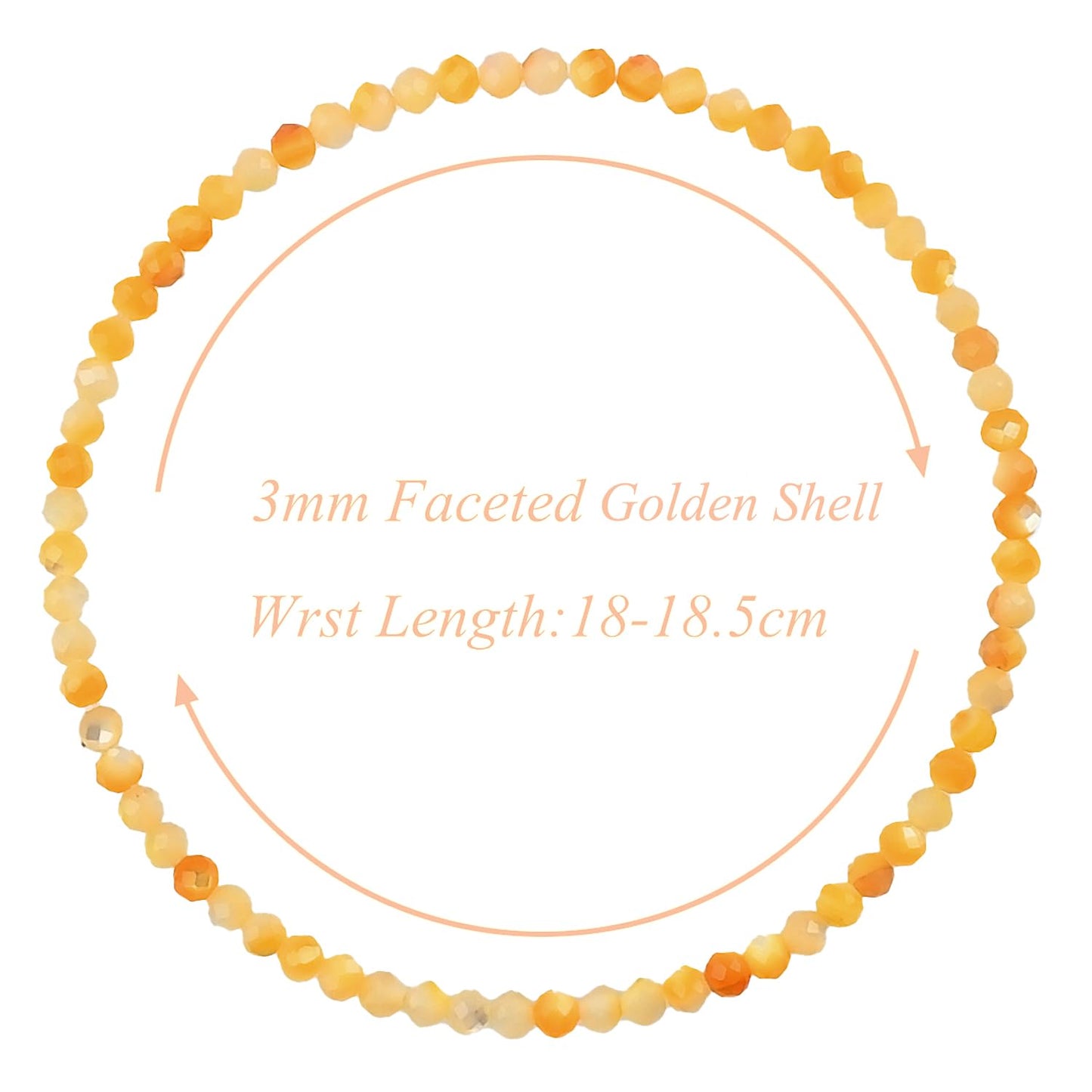 MASSIVE BEADS Natural Genuine Gemstone Beads Healing Crystal Chakra Reiki Jewelry Faceted Round Beads Bracelets (Golden Shell, 3mm)
