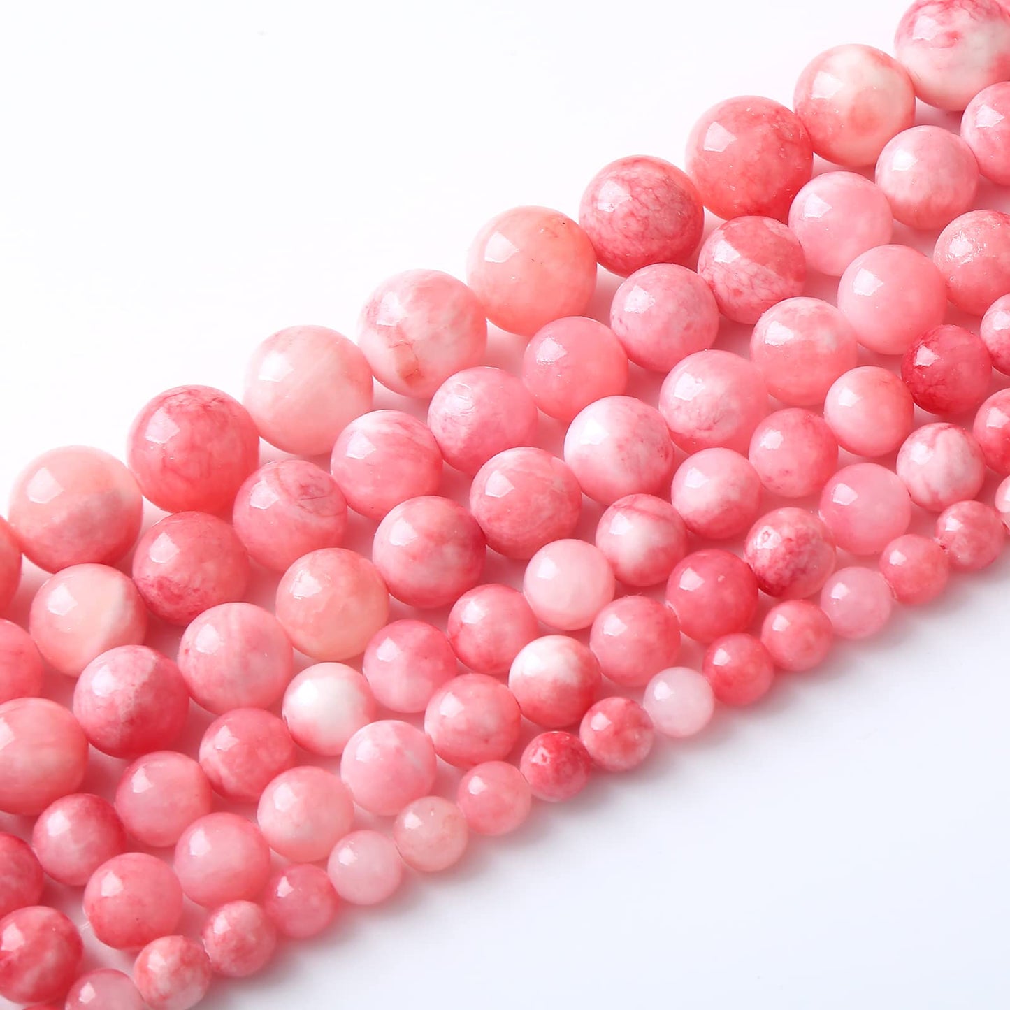 60pcs 6mm Natural Pink White Persian Jade Gemstone Beads Round Loose Spacer Beads for Jewelry Making DIY Bracelets Necklaces 15" (Pink Persian Jade, 6mm)