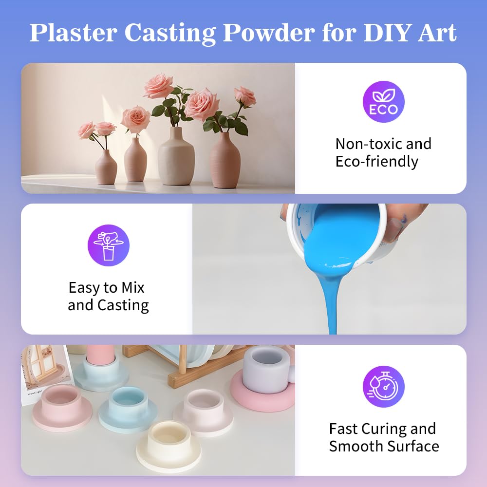 OSBANG Plaster Casting Powder 1000G/35 OZ, Water Activated Fast Curing Plaster Casting Powder, 20-30 Minutes Demold, Easy Mixing & Beginners Friendly Casting Powder for Resin Molds, Crafts & DIY Art