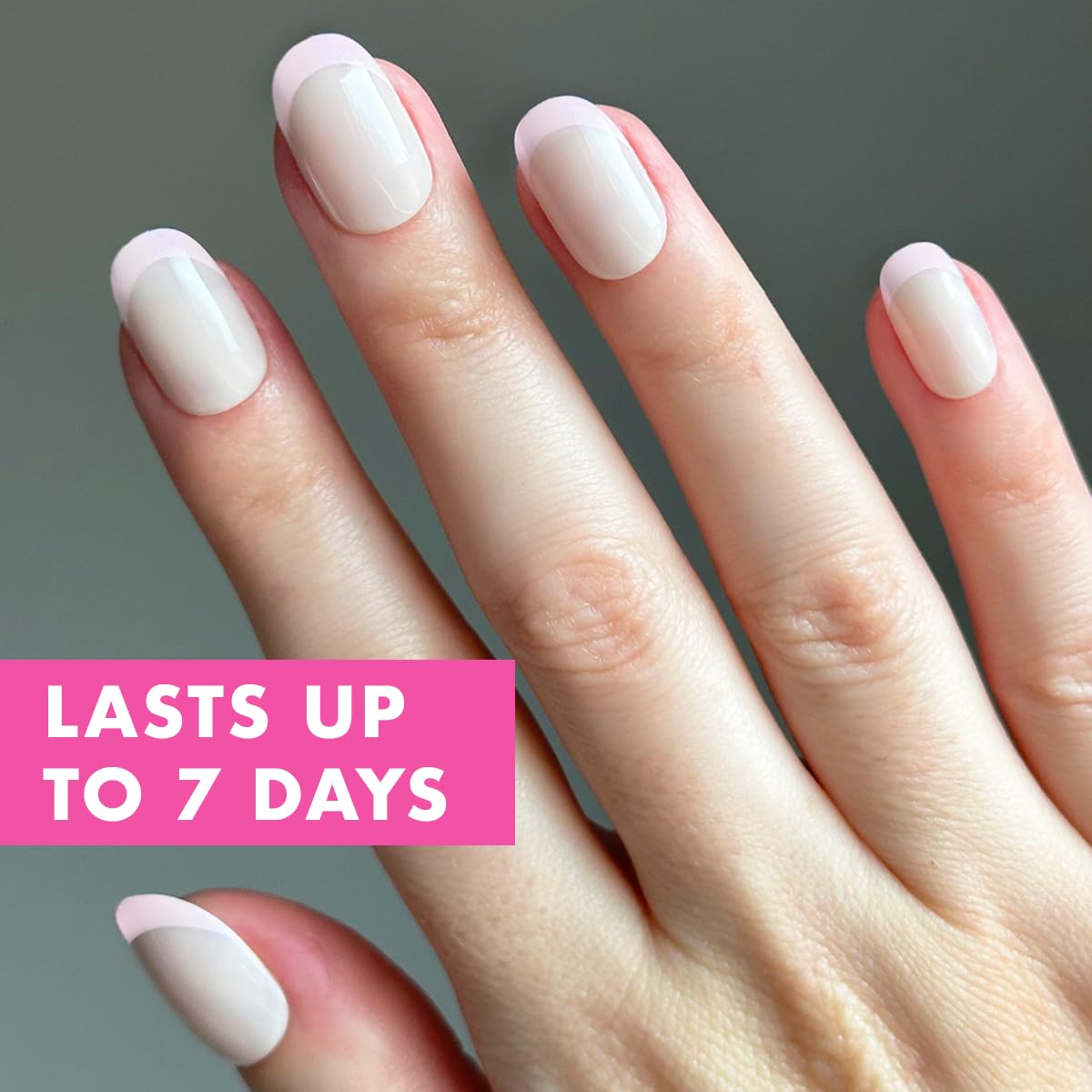 Olive & June Effects Super Stick Mani Press-On Nails | Short, Round | No Glue Needed | 32 Tab Nails in 16 Sizes | Non-Toxic Tabs | Easy On-Off, Non-Damaging | Realest Look | 7-Day Wear | Glazed French