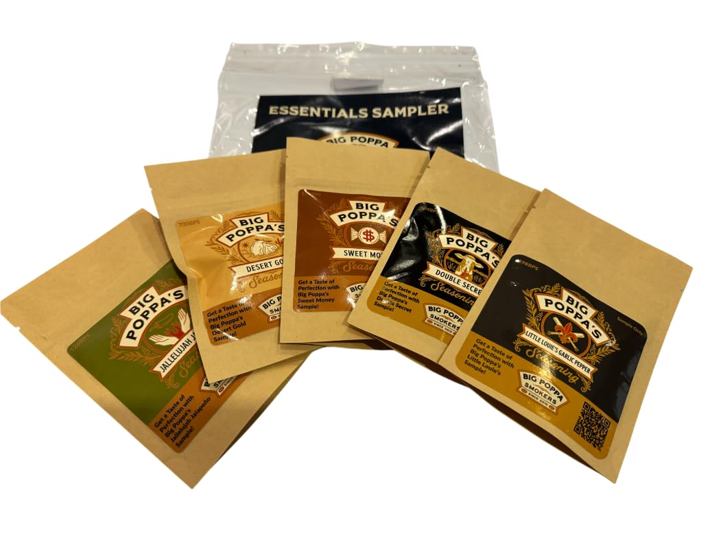 Big Poppa’s Essentials BBQ Sampler Set – 5 Fan-Favorite Seasonings Rubs for Steak, Chicken, Pork & Veggies – Balanced, Bold Flavor to Try Before You Commit – Grilling, Roasting & Smoking (5-Pack)