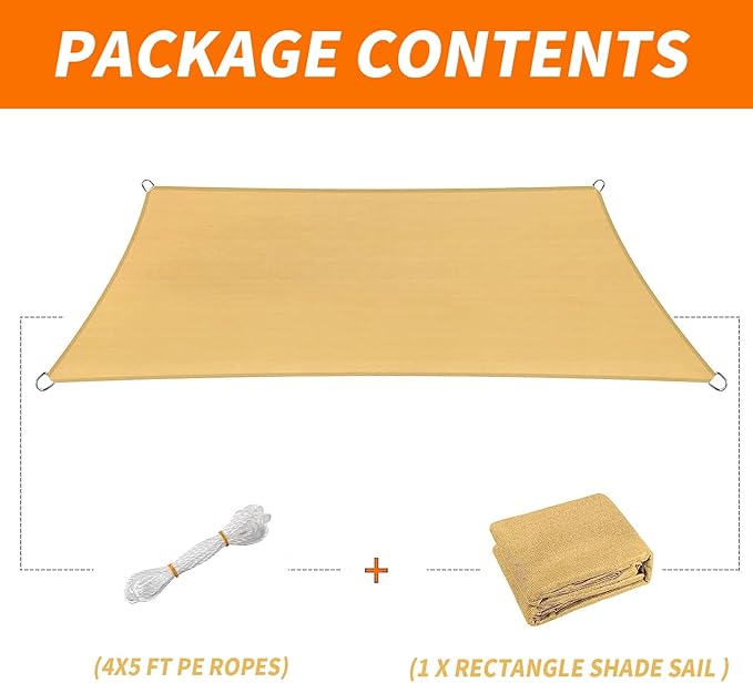 16'x20' Sun Shade Sail Curved Commercial Outdoor Shade Cover Turquoise Rectangle Heavy Duty Permeable 185GSM UV Block Sunshade for Backyard Yard Deck Patio Garden Outdoor Activities and Facility