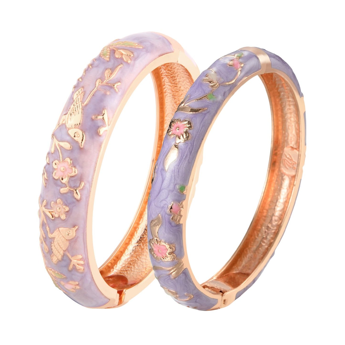 UJOY Colors Handcraft Jewelry Cloisonne Bracelet Enamel Bird Spring Hinged Womens Bangles Gifts Box 55C49-55A111 Purple
