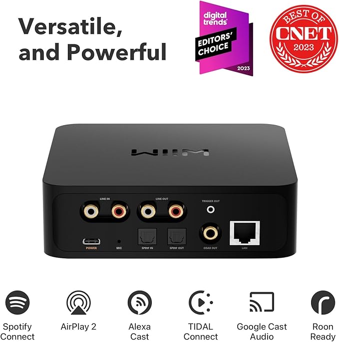 WiiM Pro AirPlay 2 Receiver, Google Cast Audio, WiFi Multiroom Streamer, Compatible with Alexa, Siri and Google Assistant, Stream Hi-Res Audio from Spotify, Amazon Music, Tidal and More