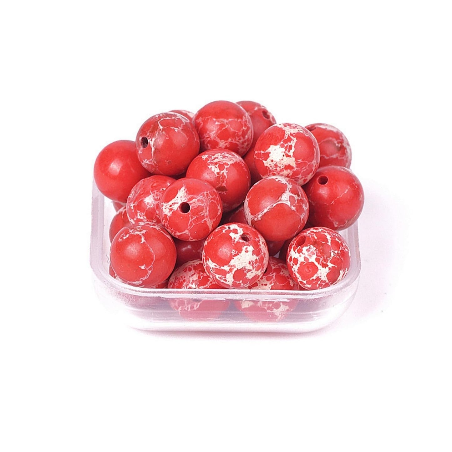 100Pcs Natural Stone 6mm Red Imperial Jasper Round Loose Gemstone Energy Healing Beads Hole Size 1mm DIY Smooth Beads for Bracelet Necklace Earrings Jewelry Making
