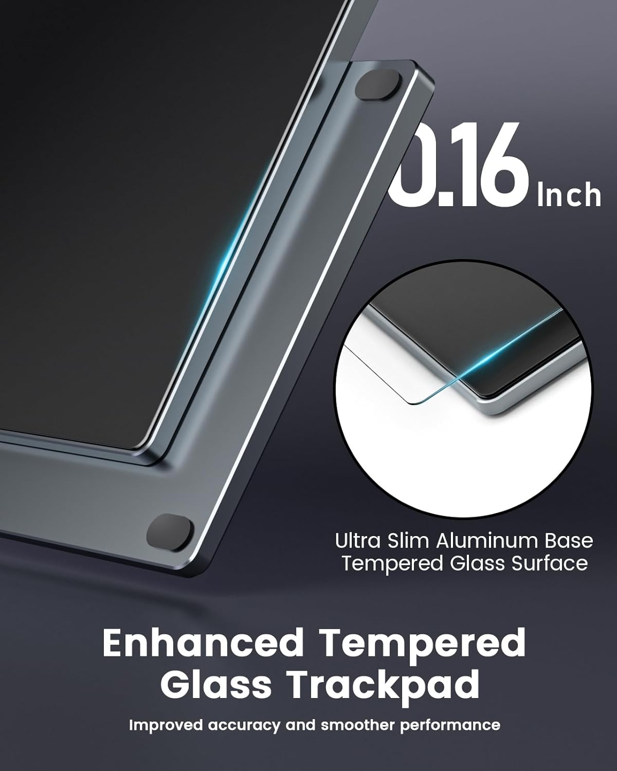 seenda Trackpad, Upgrade Smooth Glass Surface with Multi-Touch, Aluminum Slim USB Wired Win/Mac Touchpad with High Precision Navigation for Windows 10/11 Computer and iMac, MacBook Air/Pro