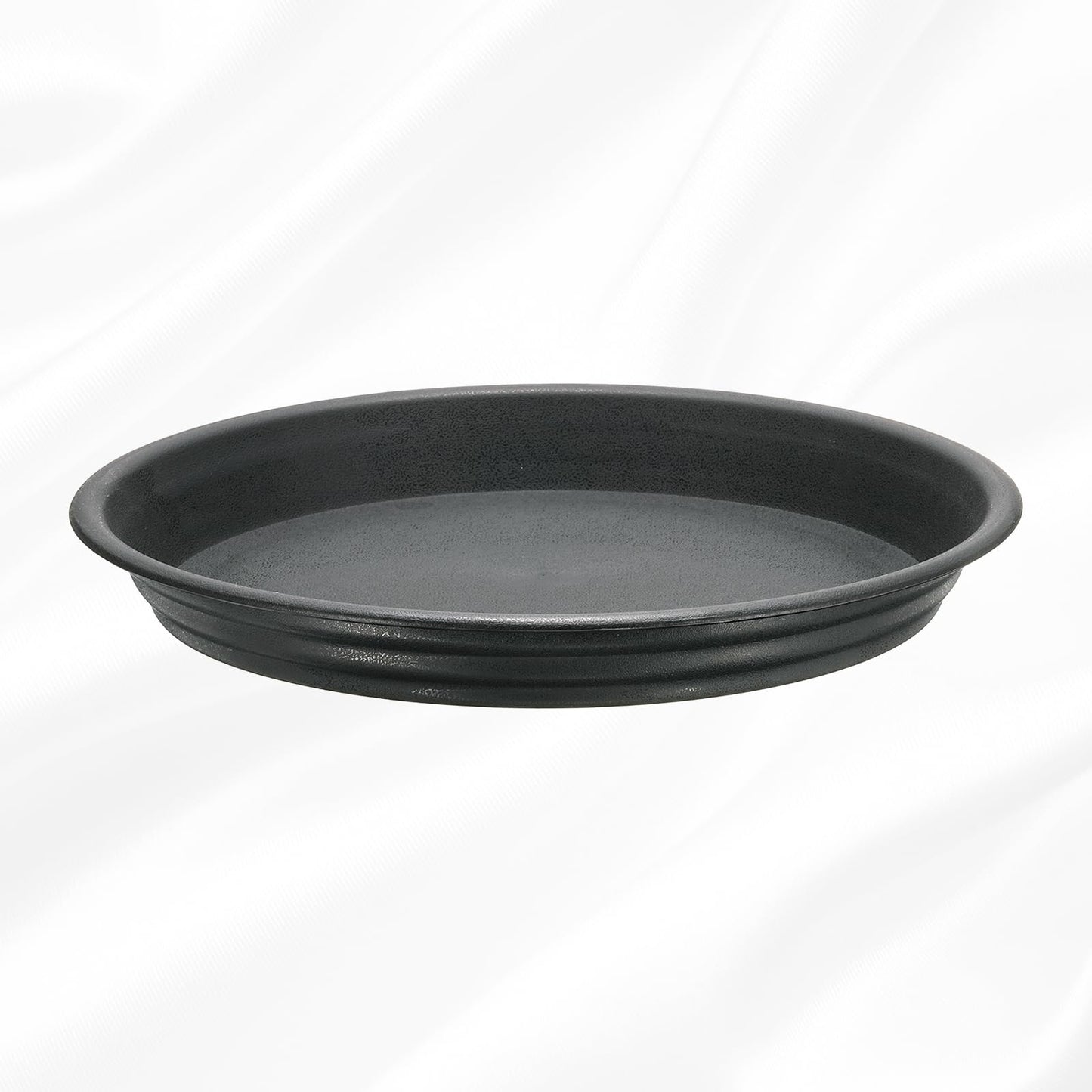 HARFINGTON Plastic Plant Saucer 10.5" Round Drip Trays Flower Pot Saucers Flower Base Bottom Drainage Tray for Indoors Outdoors Planters, Gray-Black