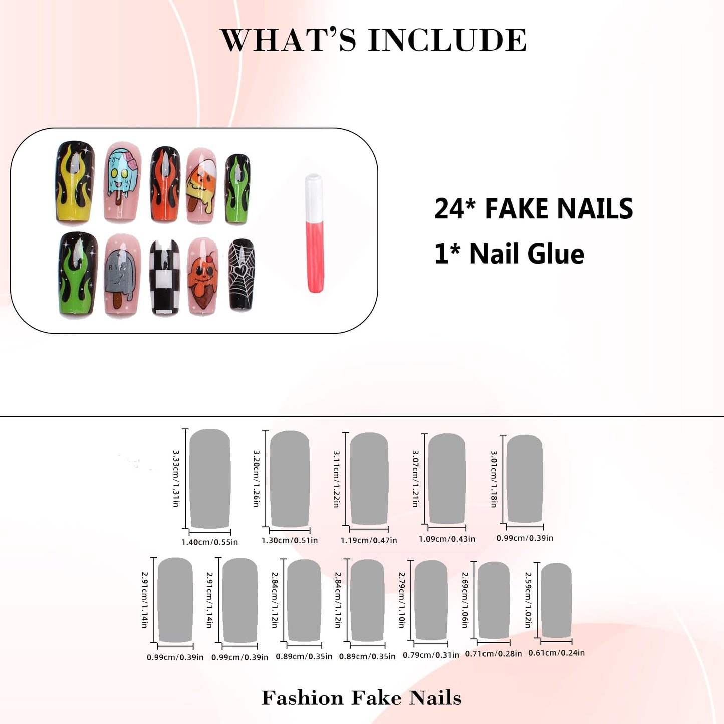 IMRAIN Press on Nails Long Square Fake Nails Glossy Glue on Nails Full Cover Acrylic False Nails