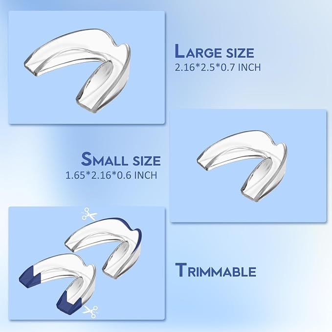 Mouth Guard for Grinding Teeth at Night, Night Guards for Teeth Grinding, Mouth Guard for Sleeping, Pack of 4 Mouth Guards for Clenching Teeth at Night – Includes 2 Sizes & 1 Travel Case