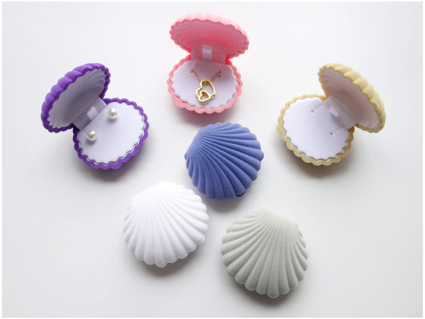 HAMIYELL Pack of 6 Colorful Velvet Earring Gift Box Shell Jewelry Storage Case Showcase Display Organizer Box for Necklace
