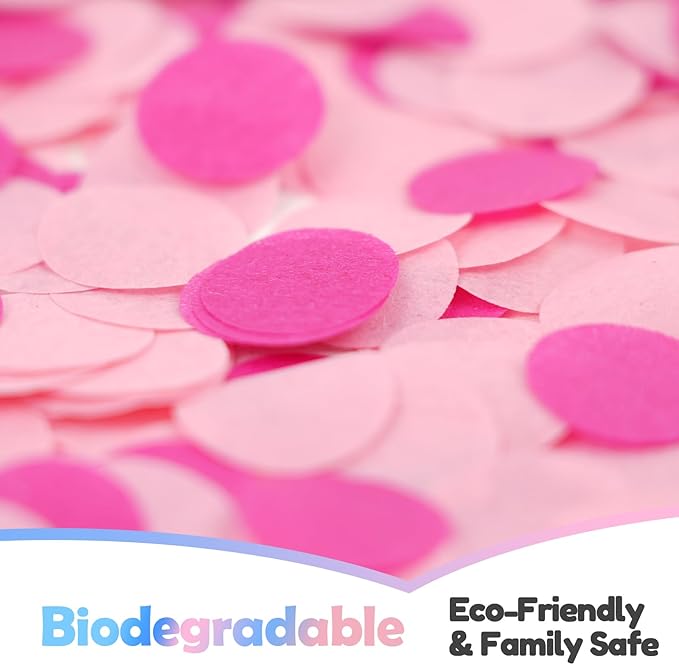 Gender Reveal Confetti Cannon - Biodegradable Powder & Confetti Poppers - Pink, 2Pack - Baby Girl Gender Reveal Smoke Bombs - Powder Cannon Party Poppers Pink Party Supplies