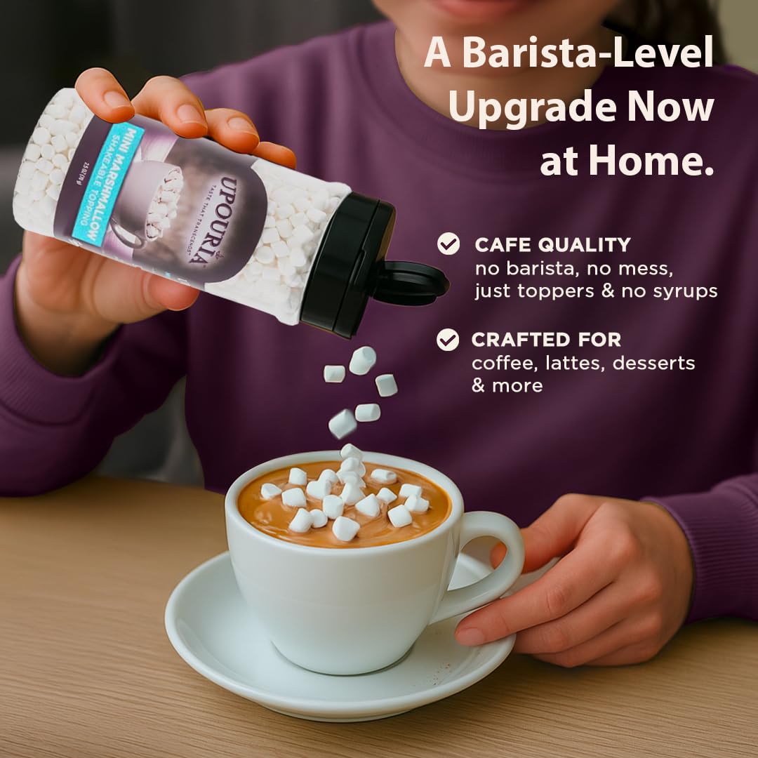 Upouria Mini Marshmallow Beverage and Dessert Topper, Rich Flavor Enhancer for Coffee, Hot Chocolate, Ice Cream, 2.5oz
