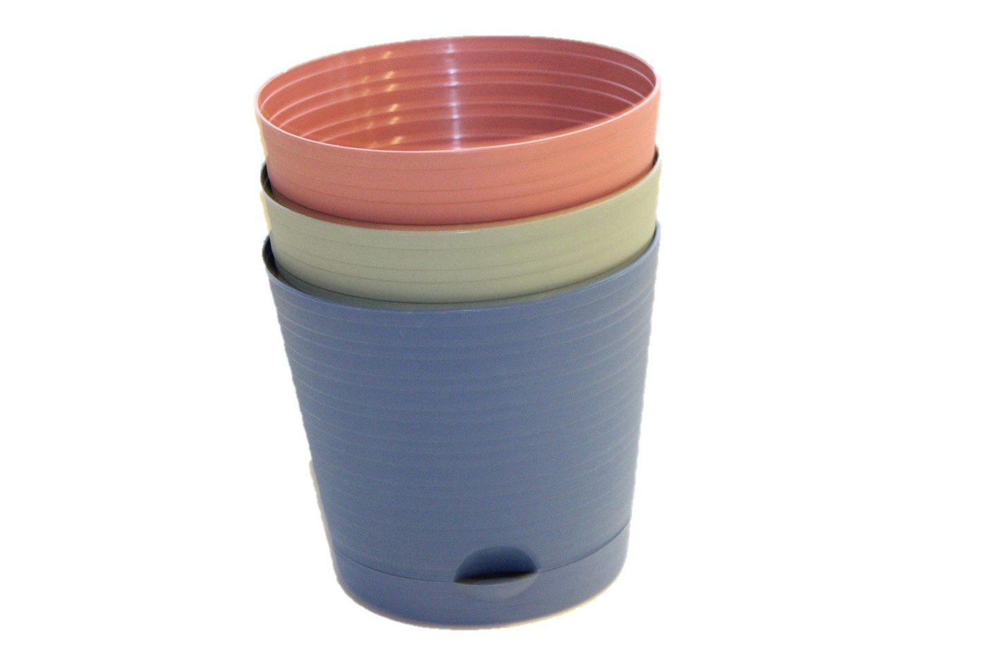 3 Pack Self-Watering Round Planter Pots - 6.25 inch with Spouted Saucer