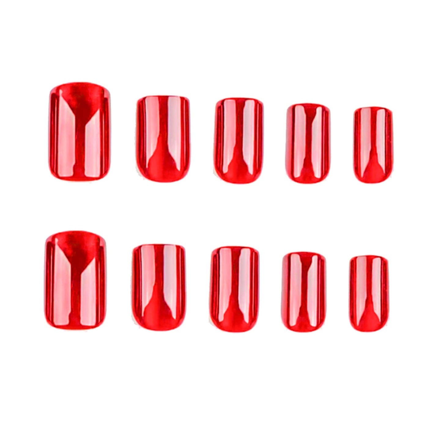 Red Press on Nails Medium Square Fake Nails Wine Red Cat Eye False Nails Glossy Chrome Glue on Nails Shiny Glitter Reusable Artificial Acrylic Nail for Women Girls Manicure 24Pcs