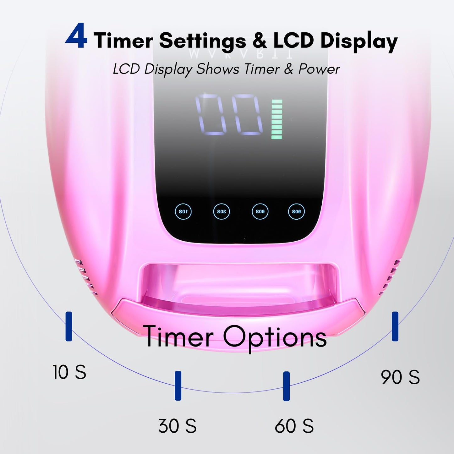 Makartt UV LED Nail Lamp – Fast Curing UV Light with Handle Nail Dryer with 42 Beads 4 Timers Cordless Rechargeable Design LCD Touchscreen & Smart Sensor(Gradient Pink)