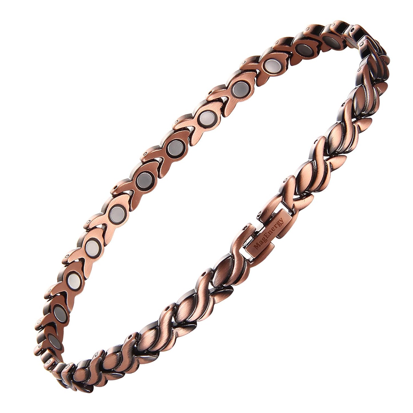 MagEnergy Copper Ankle Bracelet for Women - 99.9% Pure Copper Magnetic Anklets with 3500 Gauss Magnets - 10 Inch Adjustable Fishtail Anklets Jewelry Gift