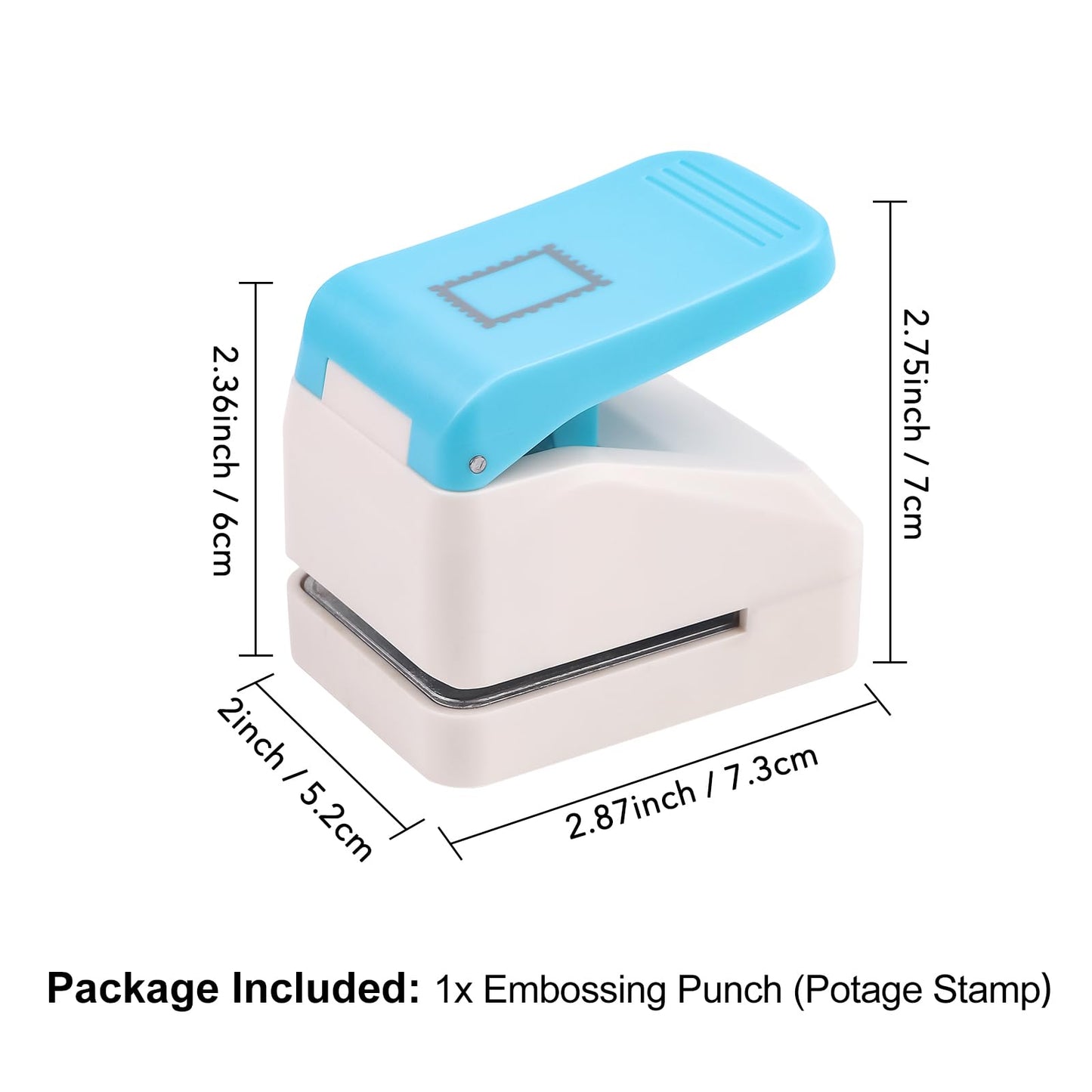 2 Pcs Stamp Paper Punch, 1X0.8inch & 1.1X0.9 inch Embossing Postage Stamp Shape Puncher, Lever Craft Hole Punches for Crafting DIY Scrapbooking Projects
