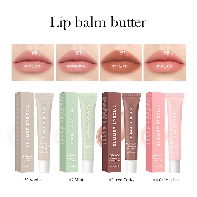 URQT Summer Special Lip Butter Balm, Hydrating, Nourishing & Softening Lip Care with Natural Oils & Fruit Extracts, Long-Lasting Moisture, Non-Sticky Shine, Soften Dry Lips Lip Care (#3 lced Coffee)