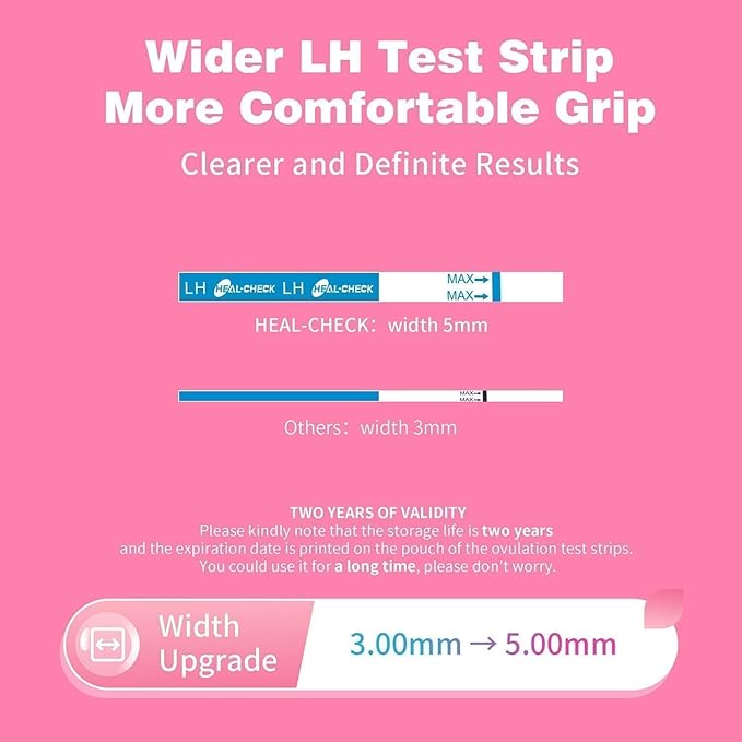40 Pack Ovulation Tests with Cups, Bulk Ovulation Test Strips for Women, HEAL-CHECK Ovulation Predictor Kit, Accurate Fertility Tests for Home, Individually Wrapped 5mm LH Strips with Cups