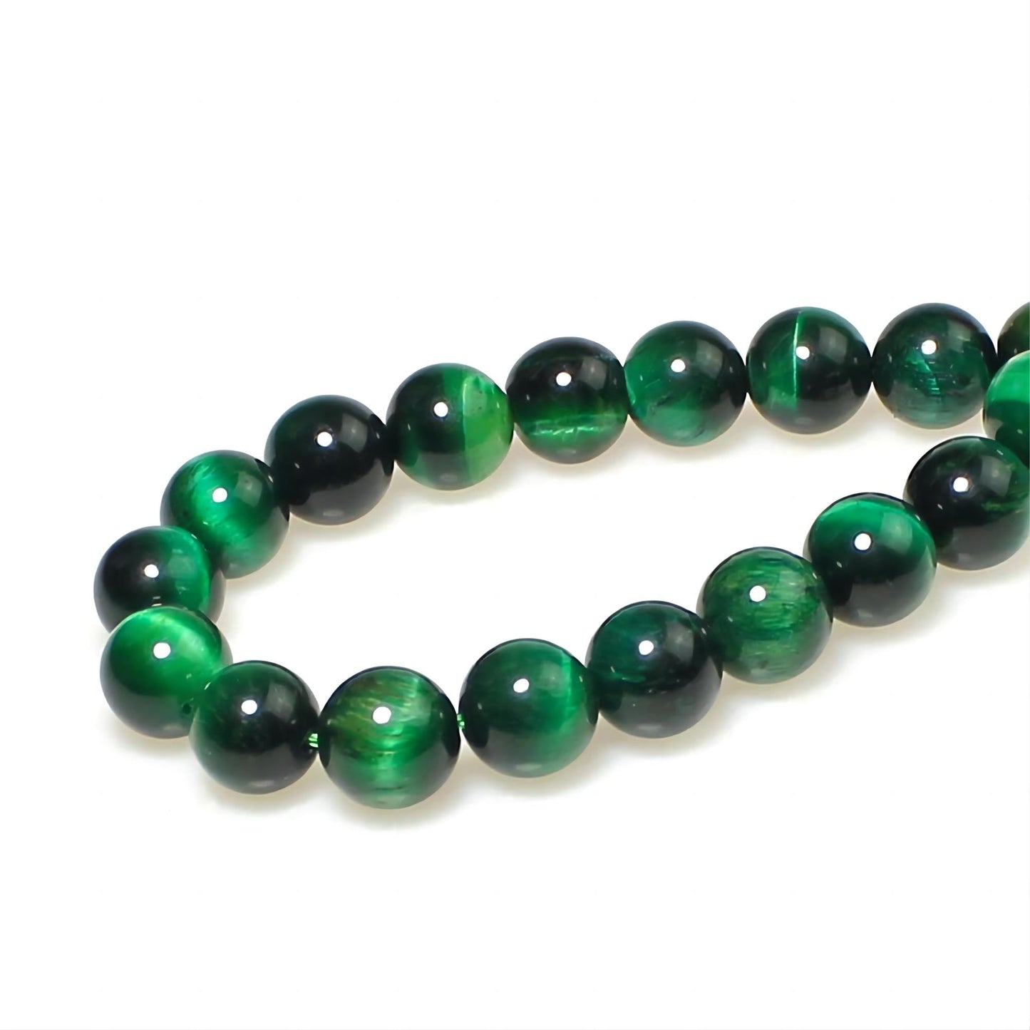 MJDCB Stone Beads 8mm 43pcs Round Green Tiger's Eye Loose Gemstone Bead Charms for Jewelry Making Bracelet Necklace Earring Pendant