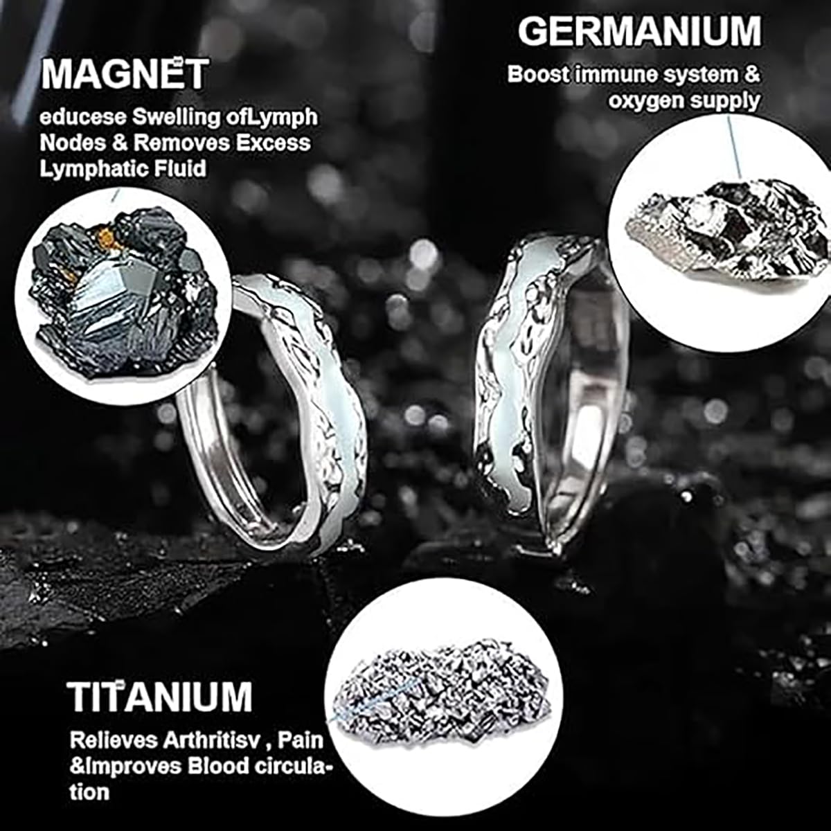 IMMUNOTRAX Magnetic Therapy Luminous Titanium Ion Adjustable Ring - Lymphatic Magtherapy Luminous Jewelry for Couples,Glow-in-Dark Wellness Ring Gift for Men/Women (A For Man)