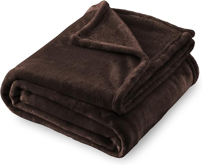 SOCHOW Flannel Fleece Blanket Luxury Twin XL Size, All Season Lightweight Super Soft Cozy Blanket for Bed or Couch, Brown66inch X90''