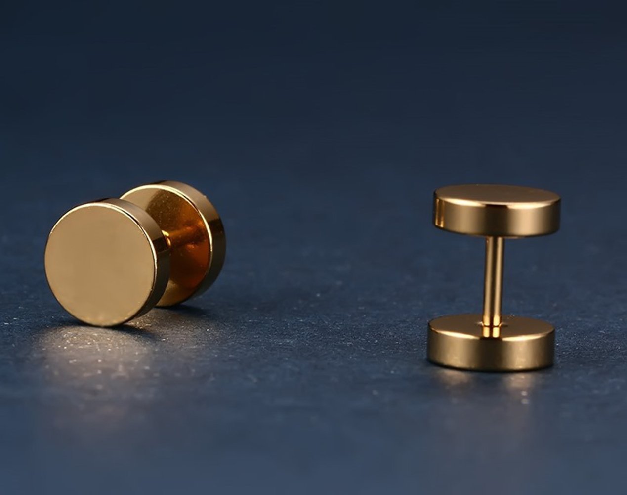 Xusamss Punk Body Piercing Titanium Steel Round Barbell Stud Earrings