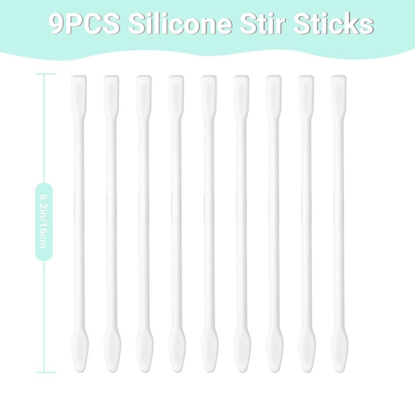 Gartful 9PCS Large Silicone Stir Sticks, Reusable Epoxy Resin Mixing Sticks, Non-Stick Craft Stirring Rods for Paint Mixing, Glitter Tumblers, Liquid Art Supplies, DIY Crafts Tools, White