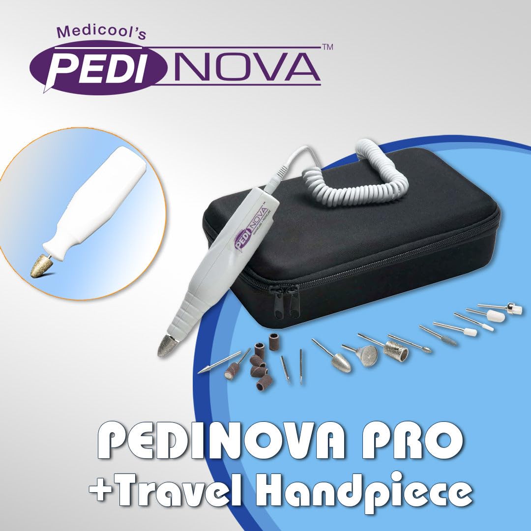 Medicool Pedinova Pro Nail File Machine for Manicure and Pedicure with Travel Case and Bit Kit + Travel Bundle | PedinovaPro+TravelHP