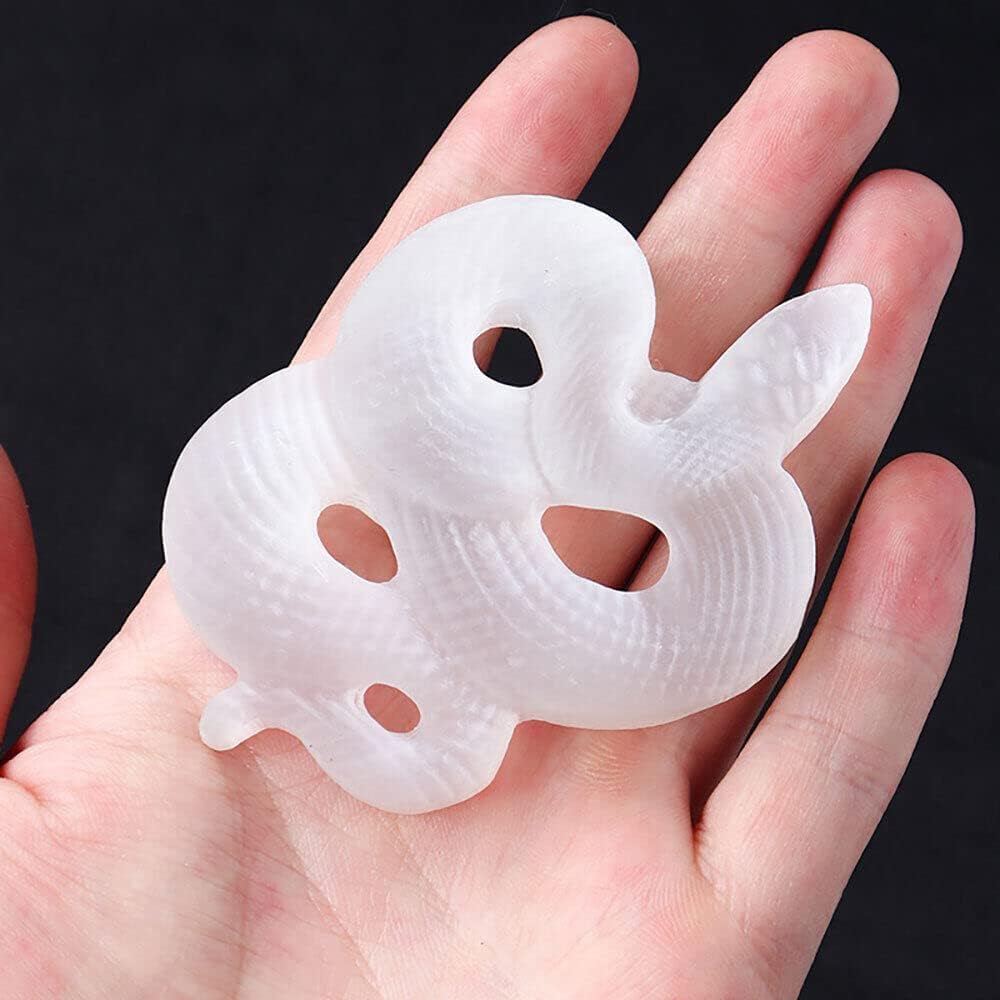 TEAMWILL 1PC Natural Selenite Snake Skull Carved Quartz Crystal Skull Reiki Healing