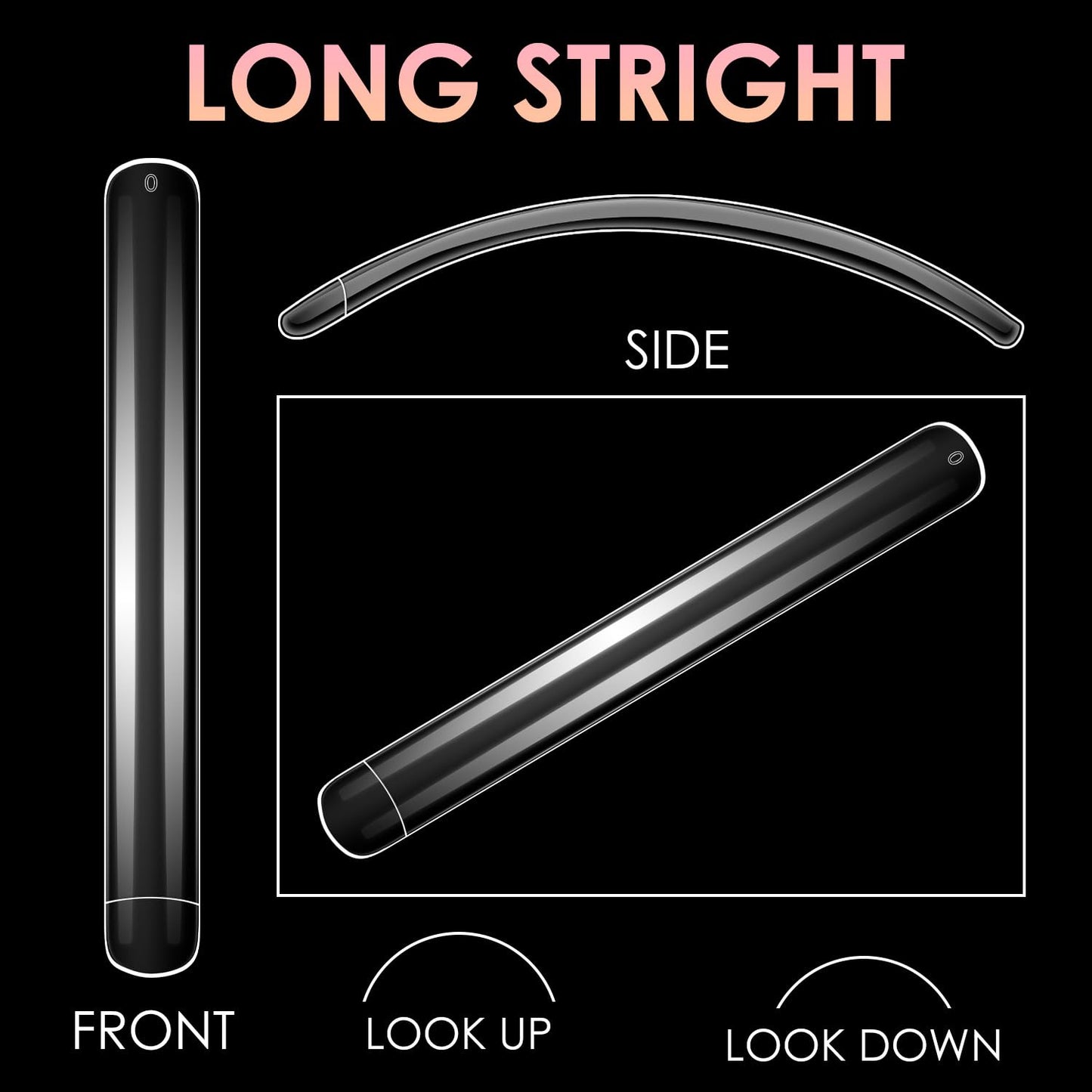 XXXXL Extra Long Nail Tips, BORNBYME 100Pcs Clear Curve Nail Tips Acrylic Full Straight Nail Tip