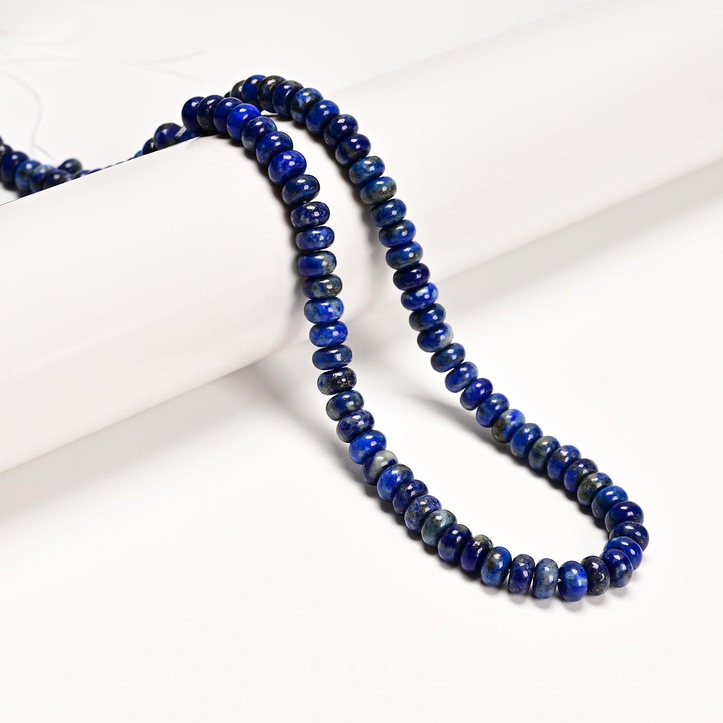 ICAI 4x6mm Natural Rondelle Beads – Loose Gemstone Spacers for DIY Jewelry Making (Lapis Lazuli)